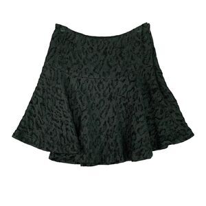 Free People Animal Print Textured Shirt Womens 4 Black A Line Skater Side Zip